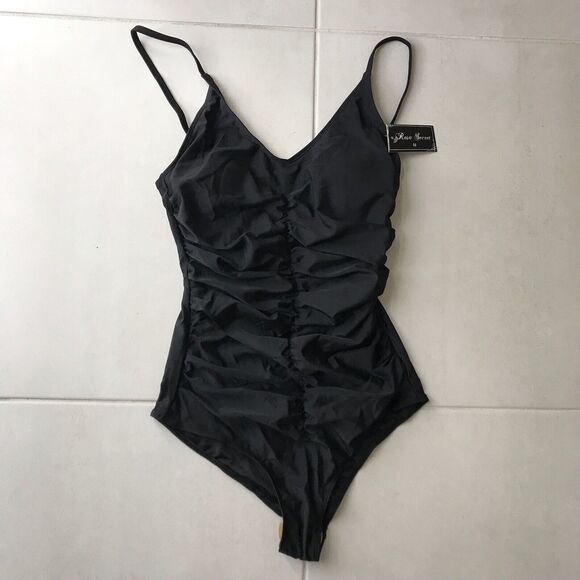 Rosa Secret Plunge One Piece Swimsuit Ruched - Picture 1 of 8